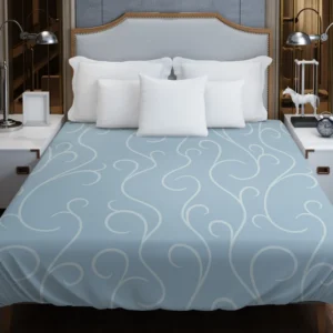 Blue White Swirls Winter Frost Minimalist Duvet Cover