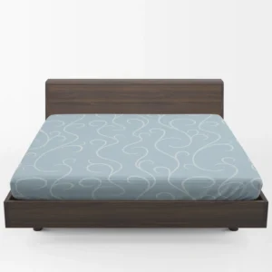 Blue White Swirls Winter Frost Minimalist Fitted Sheet 1