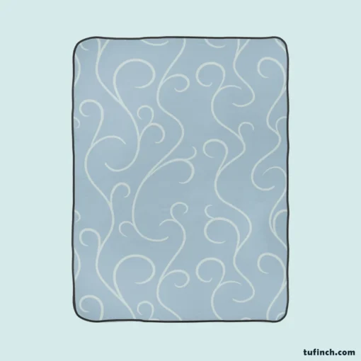 Blue White Swirls Winter Frost Minimalist Fleece Blanket 1