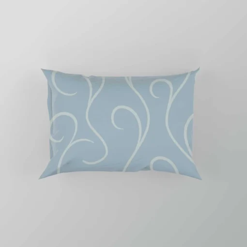 Blue White Swirls Winter Frost Minimalist Pillow Case