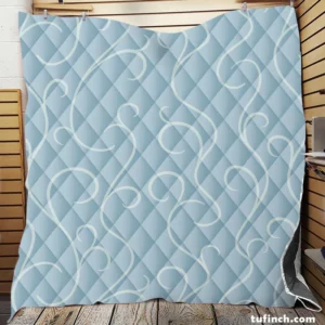 Blue White Swirls Winter Frost Minimalist Quilt Blanket