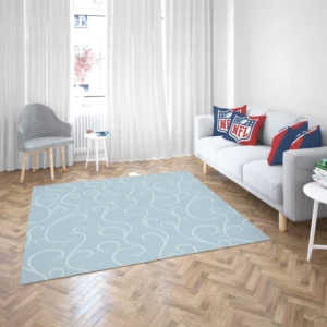 Blue White Swirls Winter Frost Minimalist Rug 2