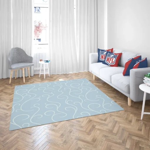 Blue White Swirls Winter Frost Minimalist Rug 2