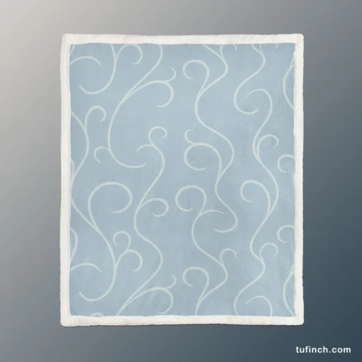 Blue White Swirls Winter Frost Minimalist Sherpa Fleece Blanket 1