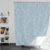 Blue White Swirls Winter Frost Minimalist Shower Curtain