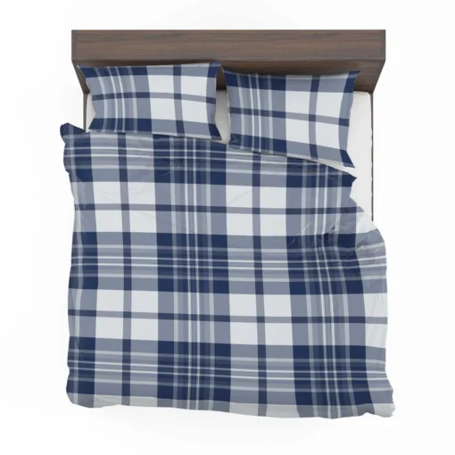 Blue White Tartan Plaid Checkered Bedding Set 2