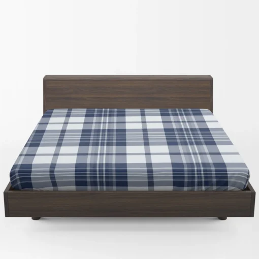 Blue White Tartan Plaid Checkered Fitted Sheet 1