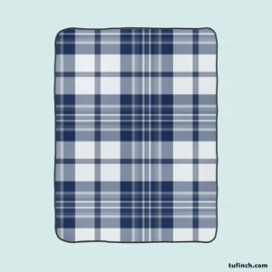 Blue White Tartan Plaid Checkered Fleece Blanket 1