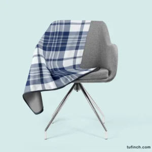 Blue White Tartan Plaid Checkered Fleece Blanket 2