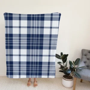 Blue White Tartan Plaid Checkered Fleece Blanket