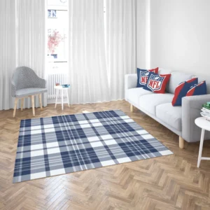 Blue White Tartan Plaid Checkered Rug 2