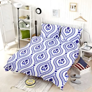 Blue White Thai Ikat Design Bedding Set