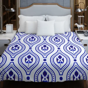 Blue White Thai Ikat Design Duvet Cover