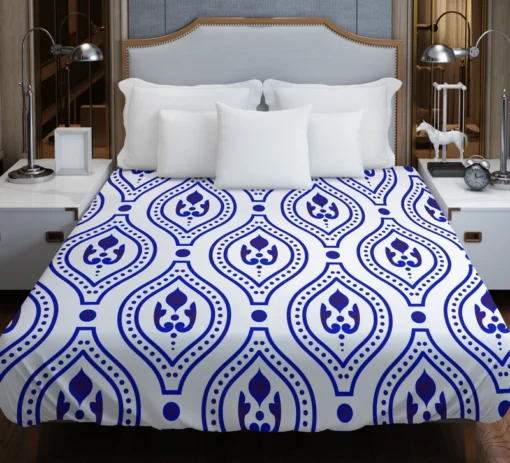 Blue White Thai Ikat Design Duvet Cover