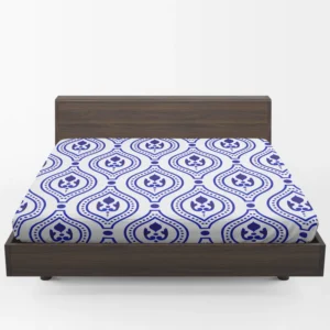 Blue White Thai Ikat Design Fitted Sheet 1