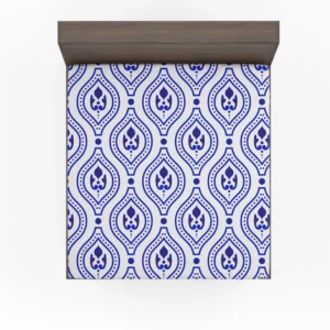 Blue White Thai Ikat Design Fitted Sheet