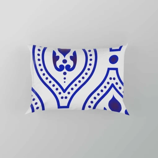 Blue White Thai Ikat Design Pillow Case