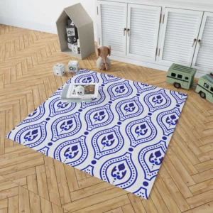 Blue White Thai Ikat Design Rug 1