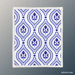 Blue White Thai Ikat Design Sherpa Fleece Blanket 1