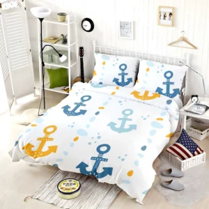 Blue Yellow Anchor Design Bedding Set