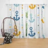 Blue Yellow Anchor Design Curtain