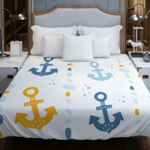 Blue Yellow Anchor Design Duvet Cover