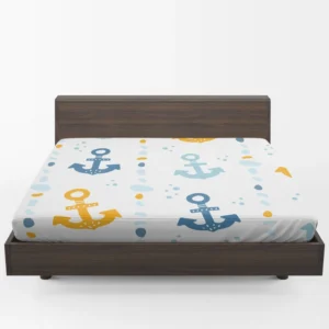 Blue Yellow Anchor Design Fitted Sheet 1