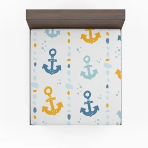 Blue Yellow Anchor Design Fitted Sheet