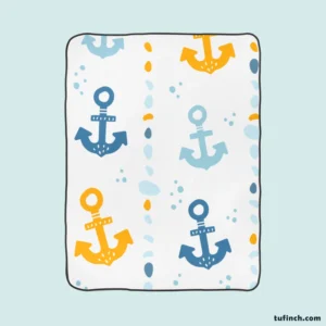 Blue Yellow Anchor Design Fleece Blanket 1