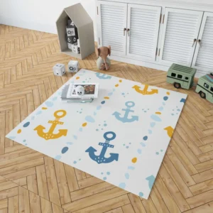 Blue Yellow Anchor Design Rug 1