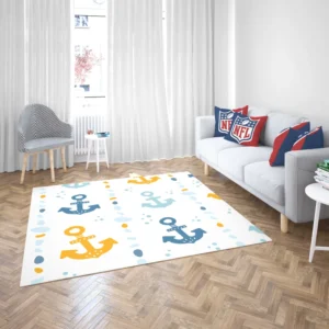 Blue Yellow Anchor Design Rug 2