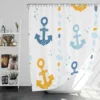 Blue Yellow Anchor Design Shower Curtain