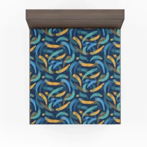 Blue Yellow Brush Strokes Design Fitted Sheet