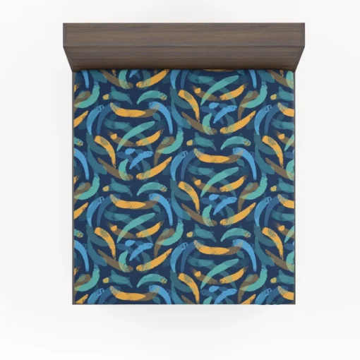 Blue Yellow Brush Strokes Design Fitted Sheet