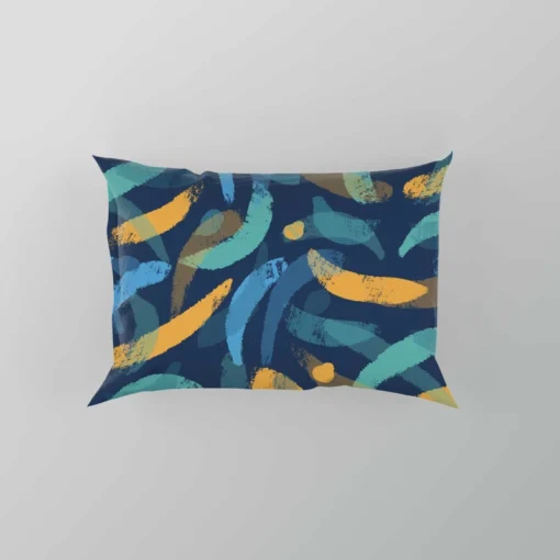 Blue Yellow Brush Strokes Design Pillow Case