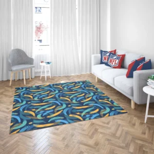 Blue Yellow Brush Strokes Design Rug 2