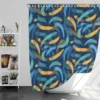 Blue Yellow Brush Strokes Design Shower Curtain