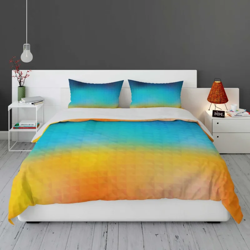 Blue Yellow Colored Grid Bedding Set 1