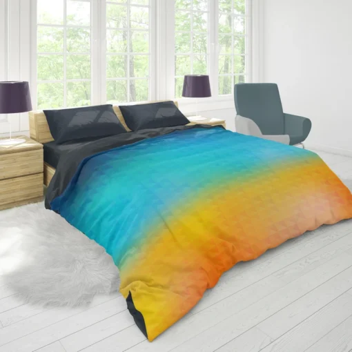 Blue Yellow Colored Grid Duvet Cover 1