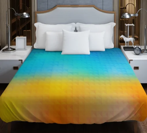 Blue Yellow Colored Grid Duvet Cover