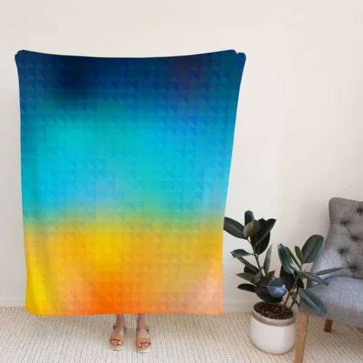 Blue Yellow Colored Grid Fleece Blanket