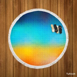 Blue Yellow Colored Grid Round Beach Towel