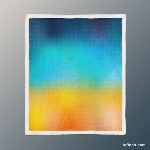 Blue Yellow Colored Grid Sherpa Fleece Blanket 1