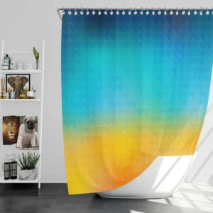 Blue Yellow Colored Grid Shower Curtain