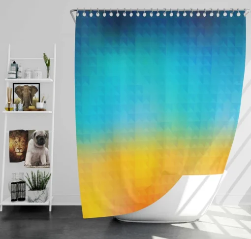 Blue Yellow Colored Grid Shower Curtain