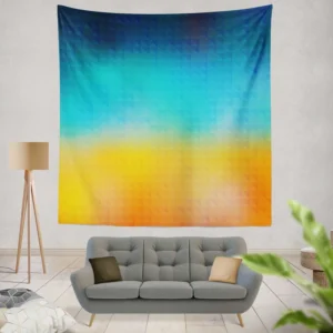 Blue Yellow Colored Grid Wall Tapestry