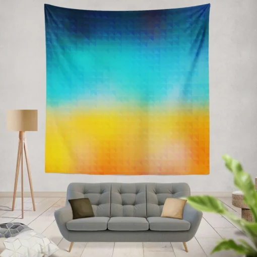 Blue Yellow Colored Grid Wall Tapestry