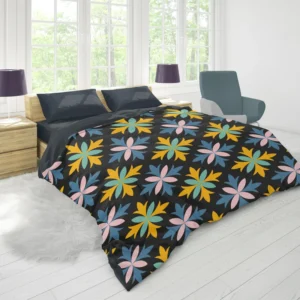 Blue Yellow Floral Ethnic Duvet Cover 1