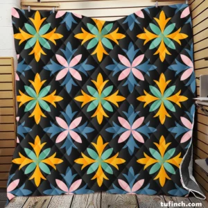 Blue Yellow Floral Ethnic Quilt Blanket