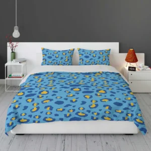 Blue Yellow Leopard Print Bedding Set 1